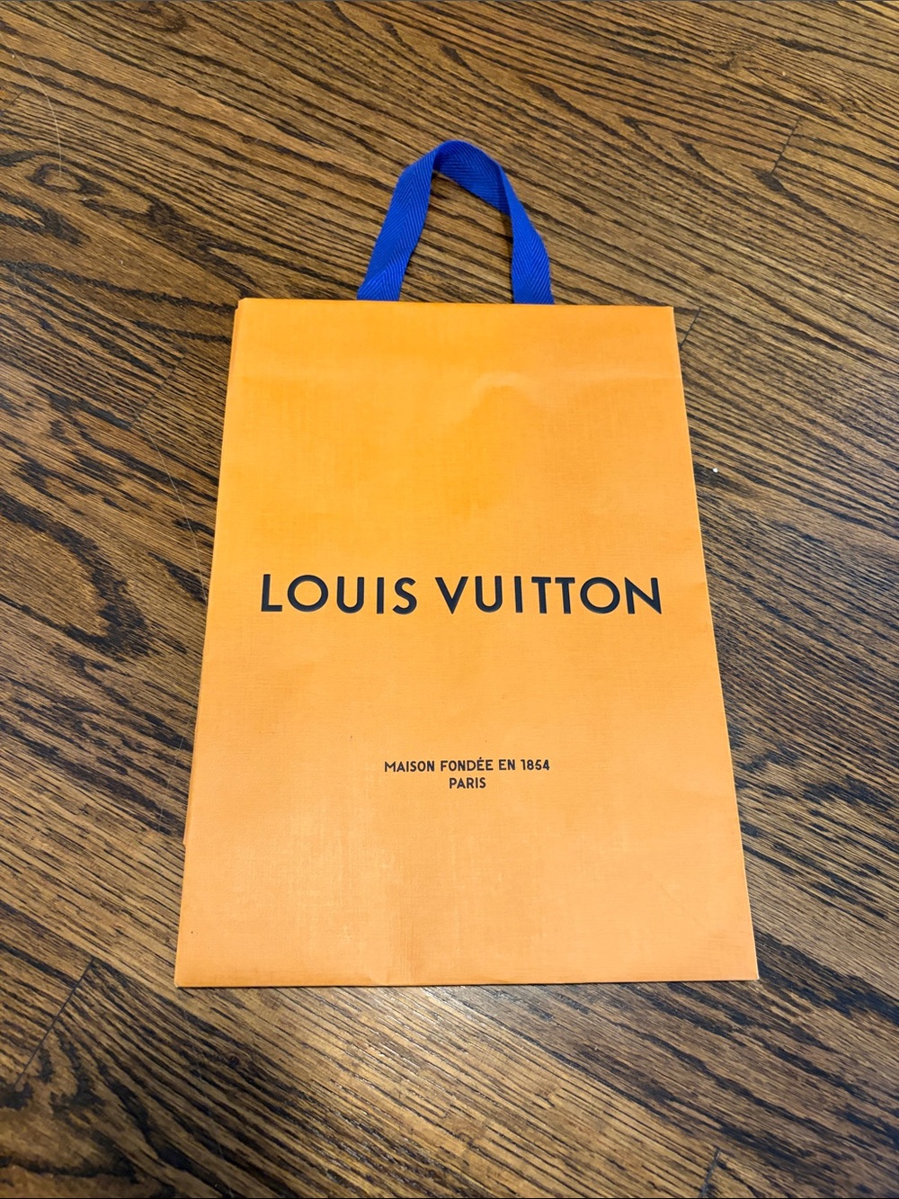 Louis Vuitton Orange Paper Bag with Blue Handle